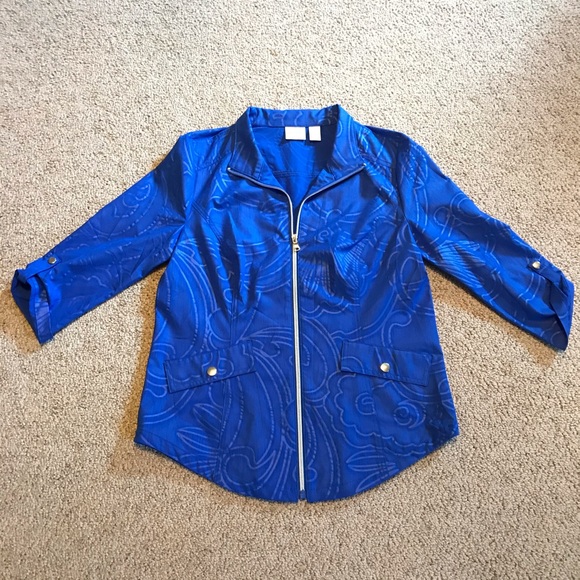 Zenergy by Chico’s Royal Blue Lightweight Zip Up Jacket, NWOT, 0/S - Picture 3 of 16